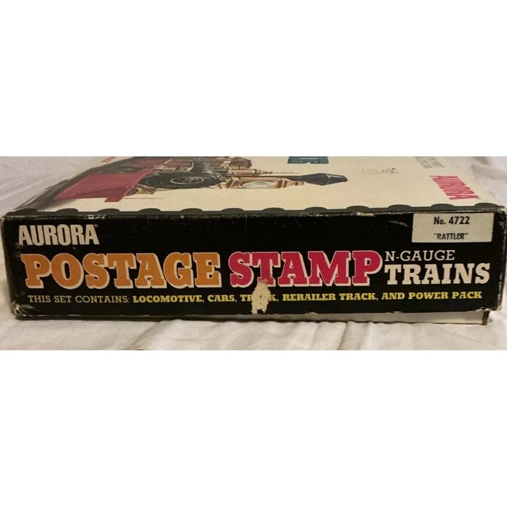 Vintage 1973 Aurora N Scale Postage Stamp Rattler Train Set #4722  In Box Tested